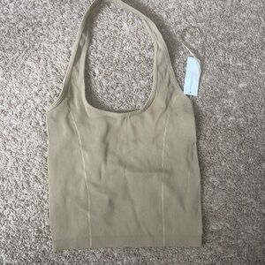 Beige Ribbed Halter top